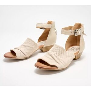 New Miz Mooz Charley Leather Heeled Sandals‎ Linen Adjustable EU 41 US 9.5-10
